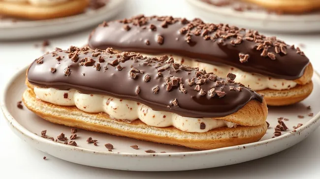 Leckere Schokoladen-Eclairs mit feiner Glasur