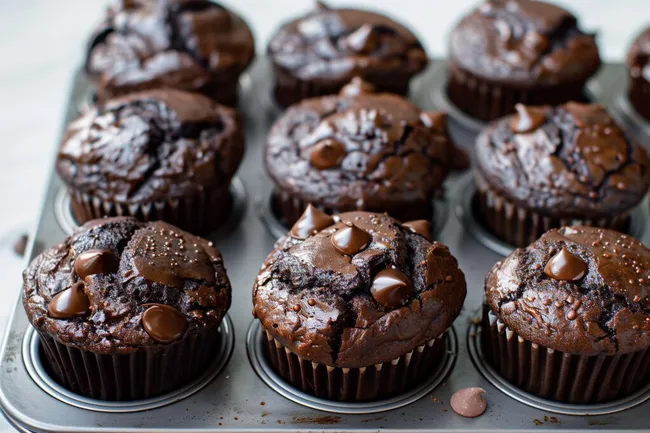 Leckere Schokoladen-Muffins in Backförmchen
