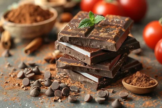 Leckere Schokoladentafeln mit Zimtduft und Minzblatt