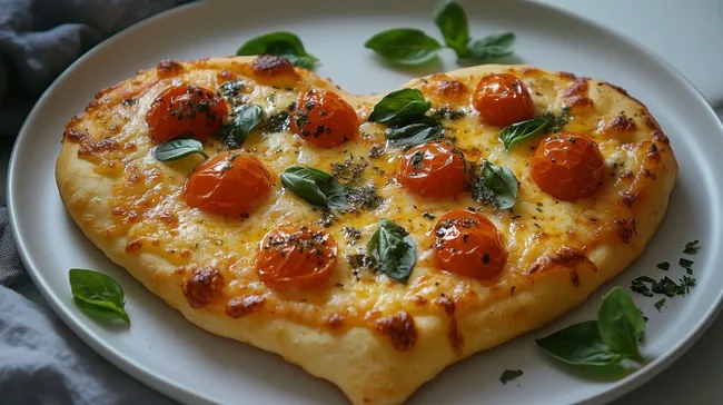 Leckere selbstgemachte Pizza mit gegrillten Kirschtomaten