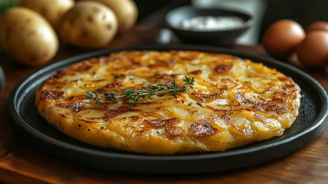 Leckere Spanische Tortilla mit Kartoffeln und Thymian