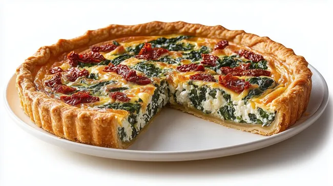Leckere Spinatquiche mit getrockneten Tomaten