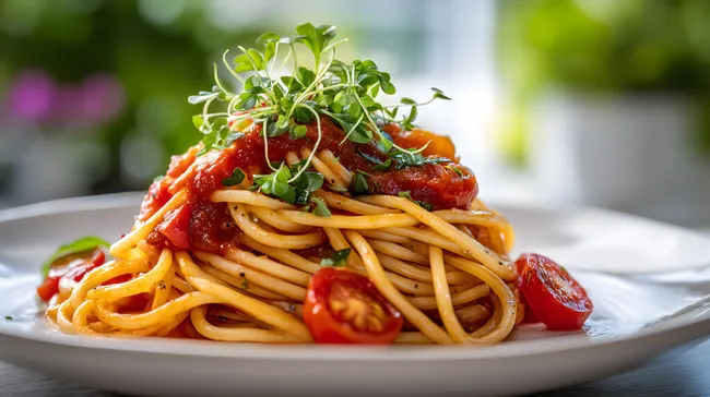 Leckere Tomaten-Spaghetti mit frischen Kräutern