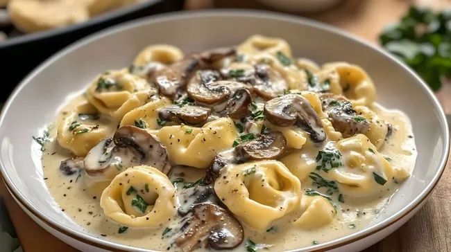 Leckere Tortellini in cremiger Pilzsauce