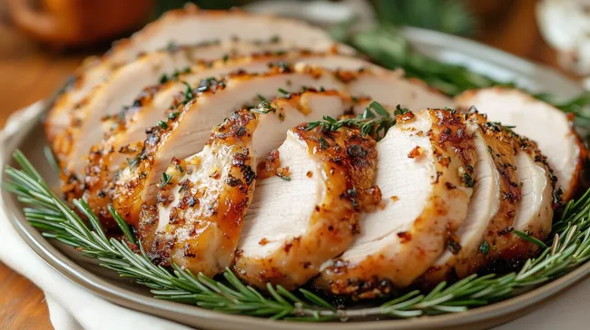 Leckere Truthahnkeulen mit Kräutern garniert