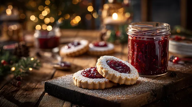Leckere Weihnachtsplätzchen mit Marmeladenfüllung