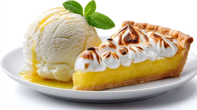 Leckere Zitronentorte mit Vanilleeis