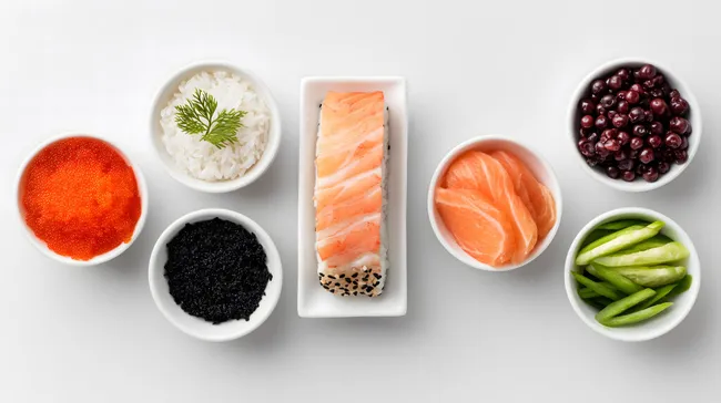 Leckere Zutaten für einen gesunden Sushi-Snack