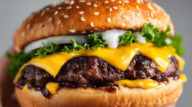 Leckerer Cheeseburger mit frischem Salat