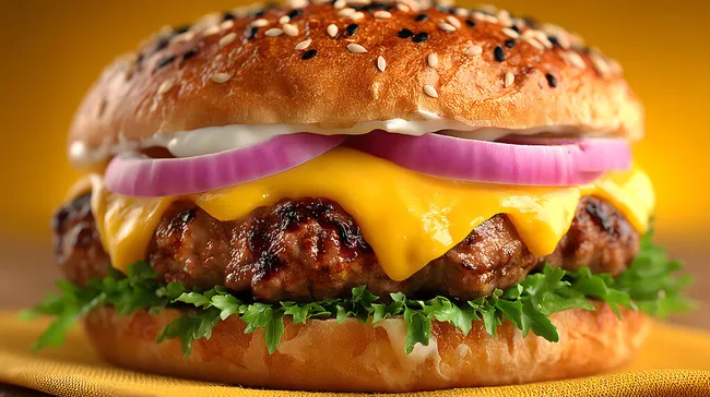 Leckerer Cheeseburger mit Käse und knuspriger Kruste