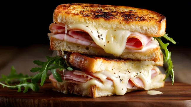Leckerer Croque-Monsieur-Sandwich mit geschmolzenem Käse