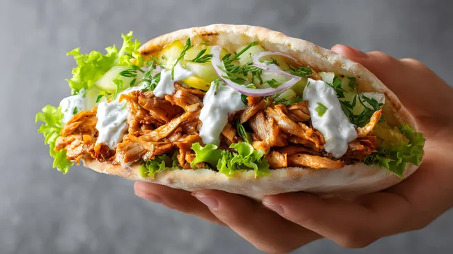 Leckerer Döner mit frischem Salat in Pitabrot