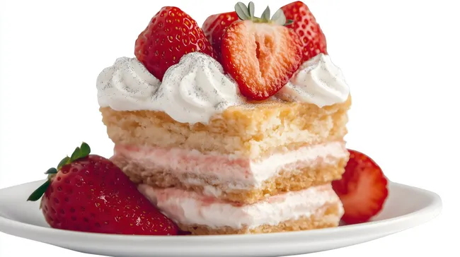 Leckerer Erdbeerkuchen mit Sahne und frischen Früchten