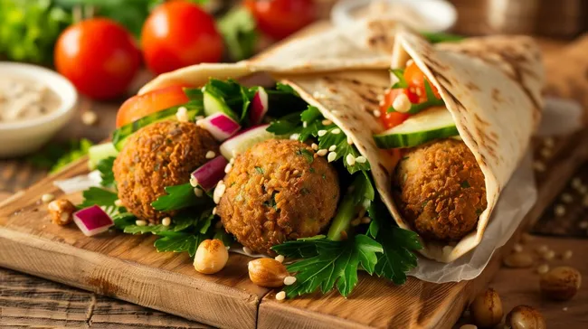 Leckerer Falafel-Wrap mit frischem Gemüse