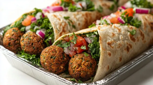 Leckerer Falafel-Wrap mit Gemüsesalat