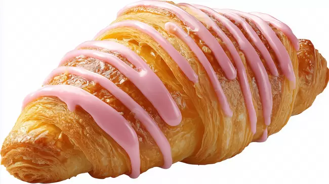 Leckerer gefüllter Croissant mit rosa Glasur