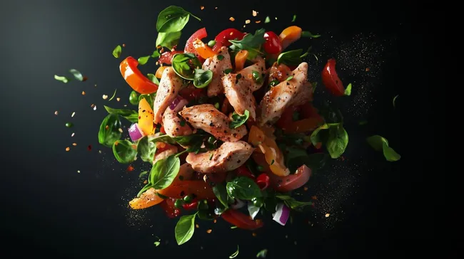 Leckerer Grillhähnchen-Salat mit Gemüse