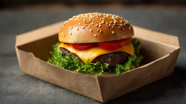 Leckerer Hamburger mit Käse und Salat