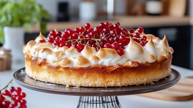 Leckerer Johannisbeerkuchen mit Baiserhaube