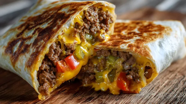 Leckerer Käsefüllter Wrap mit knusprigen Tortilla-Schichten