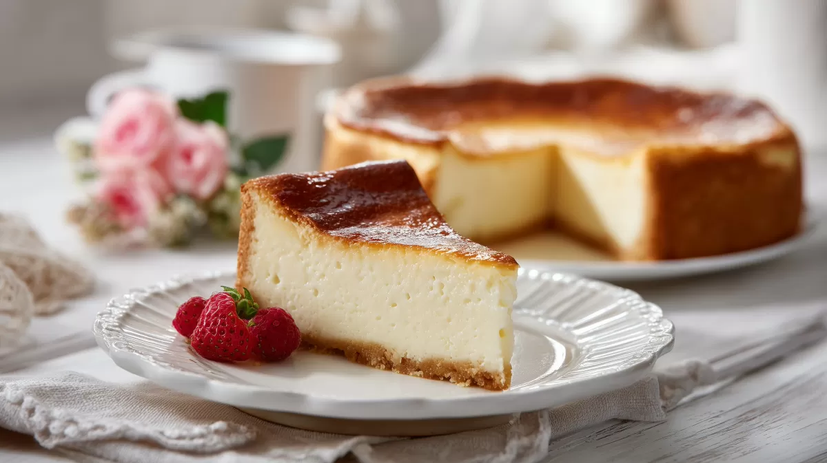 Leckerer Käsekuchen von Oma – Stück auf Teller