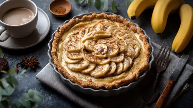 Leckerer karamellisierter Bananenkuchen mit Gewürzen