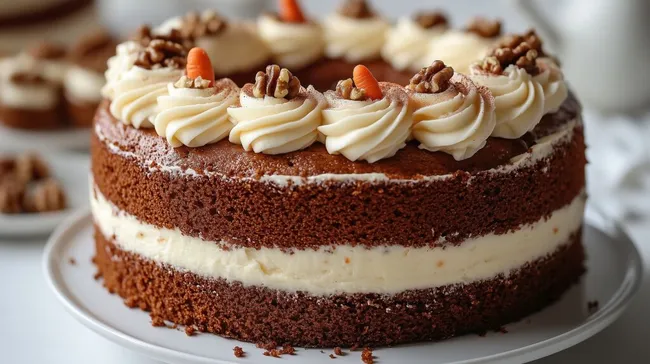 Leckerer Karottenkuchen mit Frischkäse-Creme