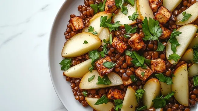 Leckerer Linsen-Birnen-Salat mit Kräutern