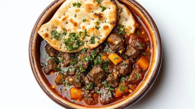Leckerer marokkanischer Eintopf mit Fladenbrot