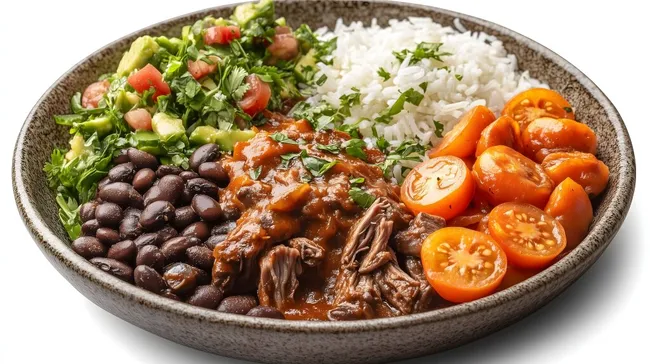 Leckerer mexikanischer Reis und Bohnen mit Gemüse