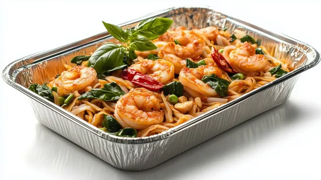 Leckerer Pad-Thai-Nudelsalat in Aluschale