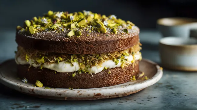 Leckerer Pistazien-Kuchen mit Cremefüllung