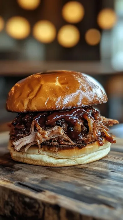 Leckerer Pulled-Pork-Burger mit BBQ-Sauce