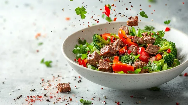 Leckerer Rindfleischsalat mit frischem Gemüse