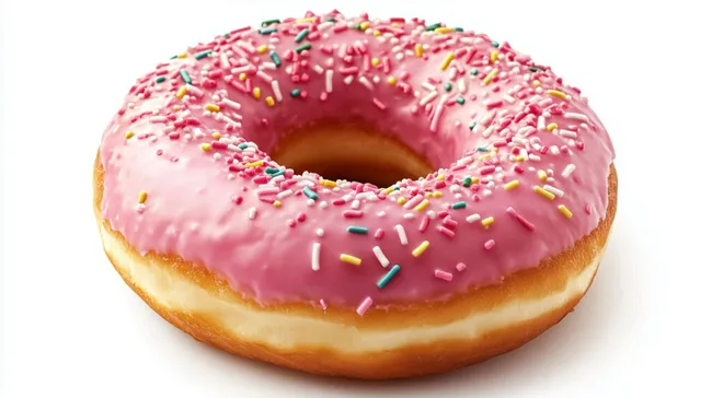 Leckerer rosa Donut mit buntem Streuseln