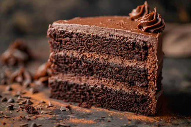 Leckerer, schokoladiger Kuchen-Querschnitt