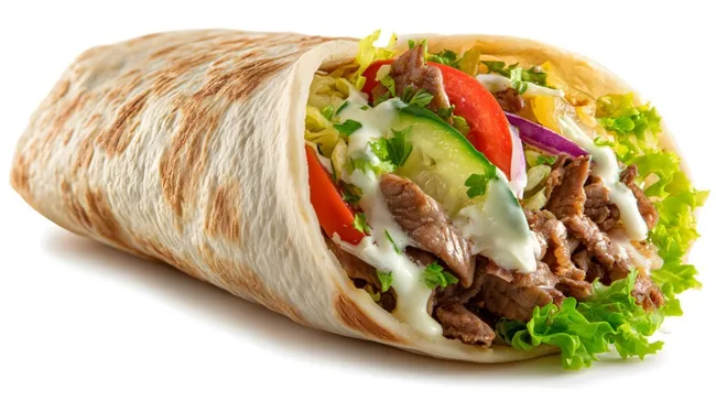 Leckerer Shawarma-Wrap mit saftigem Fleisch