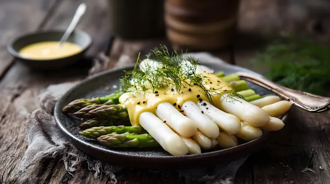 Leckerer Spargel-Salat mit Hollandaise-Sauce