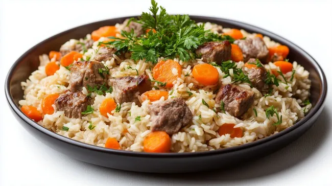 Leckerer Usbekischer Lammplov mit Karotten