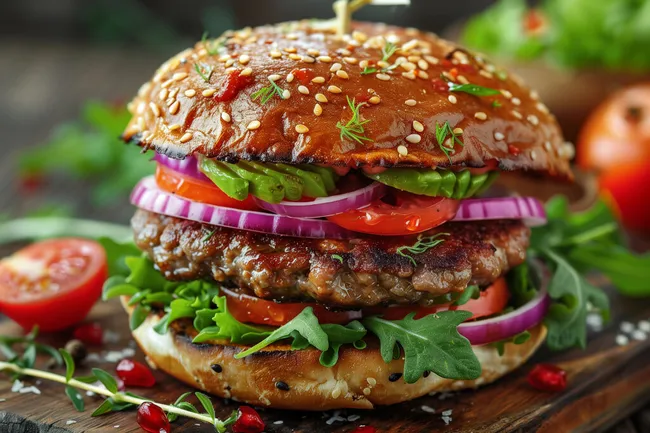 Leckerer veganer Burger mit Gemüse