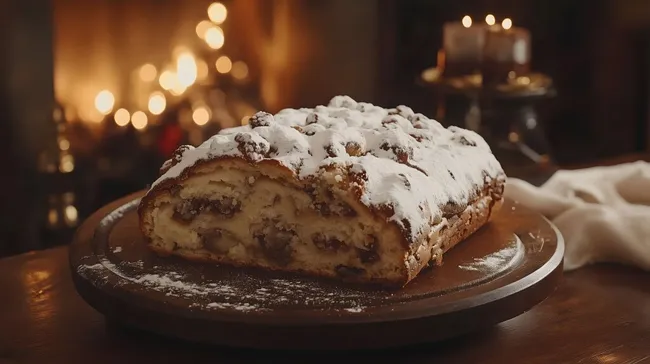 Leckerer Weihnachtsstollen mit Puderzucker