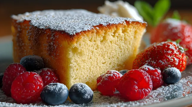 Leckerer Zitronenkuchen mit frischen Beeren