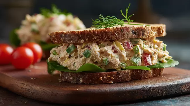 Leckeres belegtes Sandwich mit Thunfischsalat