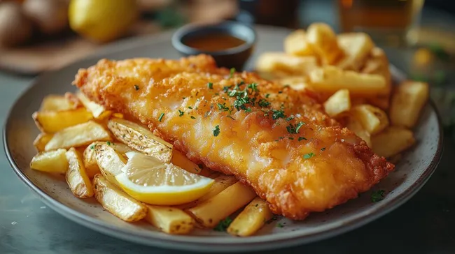 Leckeres Fischgericht mit knusprigen Pommes