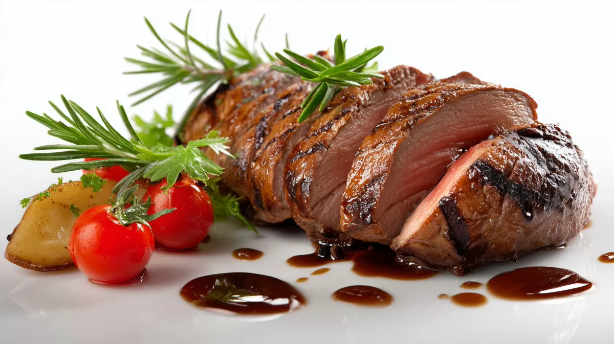 Leckeres Fleischgericht mit saftigen Tomaten und Rosmarin