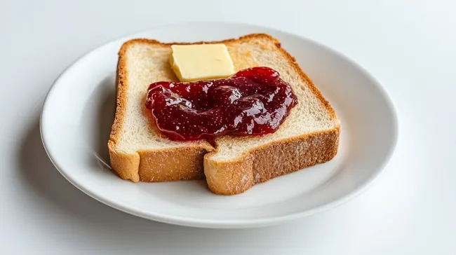 Leckeres Frühstücksbrot mit Butter und Marmelade