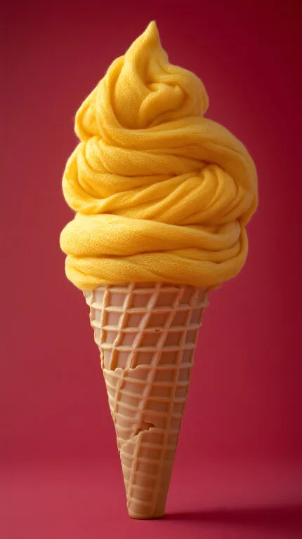 Leckeres gelbes Softeis in Waffelhalter