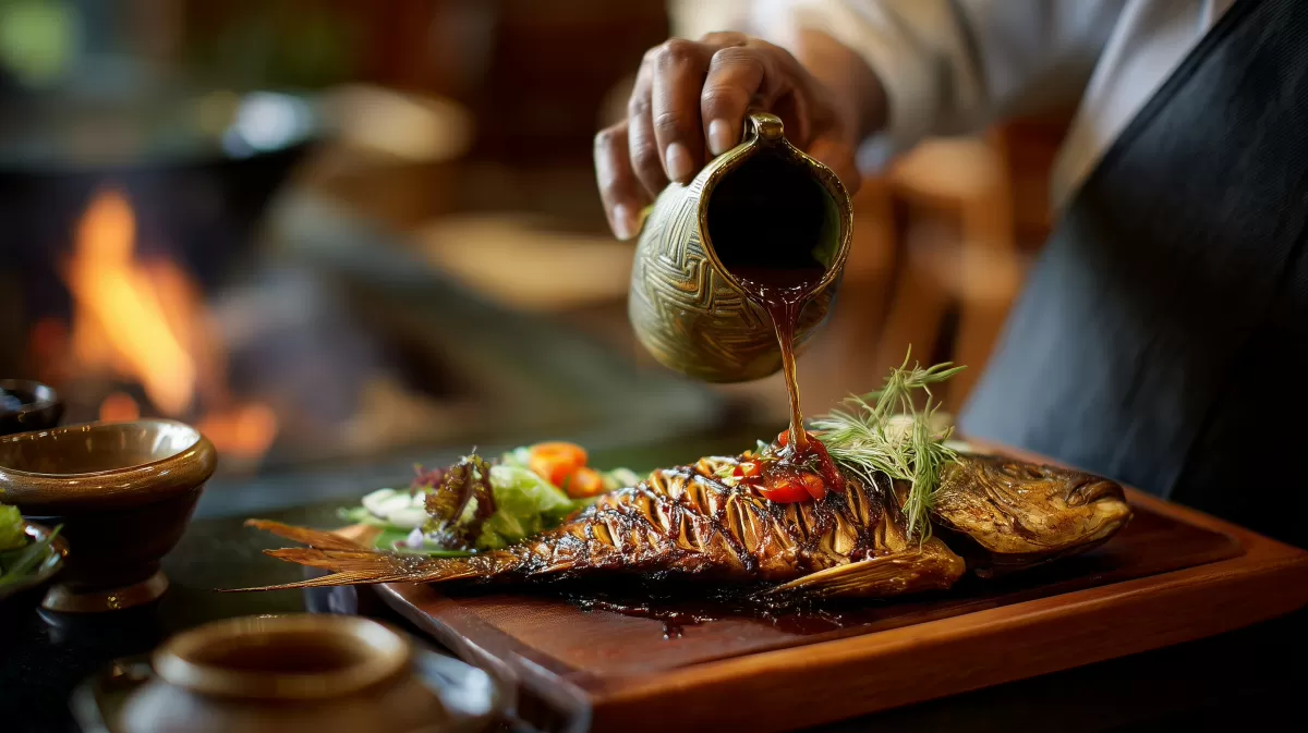 Leckeres, geräuchertes Fischgericht mit Gewürzen