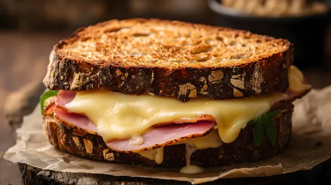 Leckeres, geschmolzenes Schinken-Käse-Sandwich