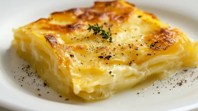 Leckeres Kartoffelgratin mit knusprigen Krusten
